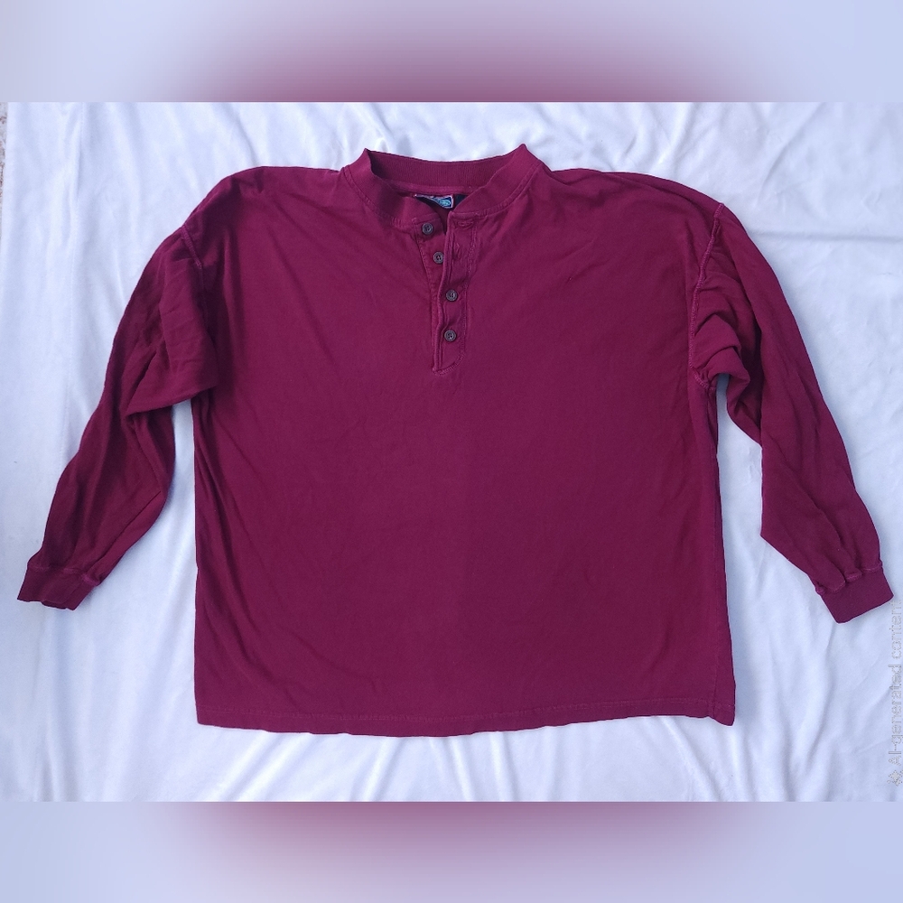 Vintage McGregor Polo Knit 100% Cotton Shirt Men Sz 2X Long Sleeve Burgundy Red